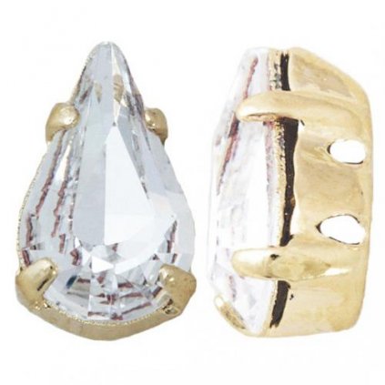 Našívací kotlík Zlacenie / Swarovski® Crystals Pear 10x6mm Crystal