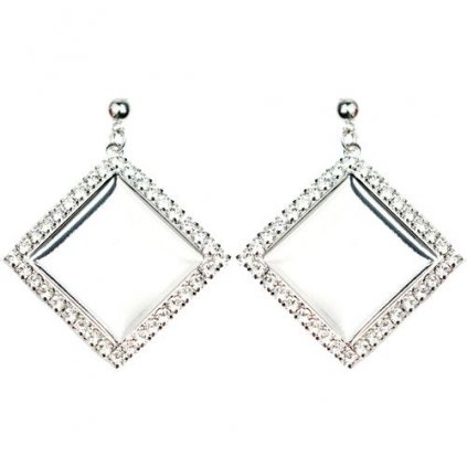 Náušnice bimbací crystalROCKS STRASS štvorec 20mm ródium