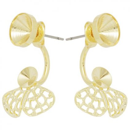 Náušnice DOUBLE Chaton 8mm / filigrán rivoli 6mm gold plating 24kt