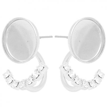 Náušnice DOUBLE chess kruh 10mm / Strass ródium