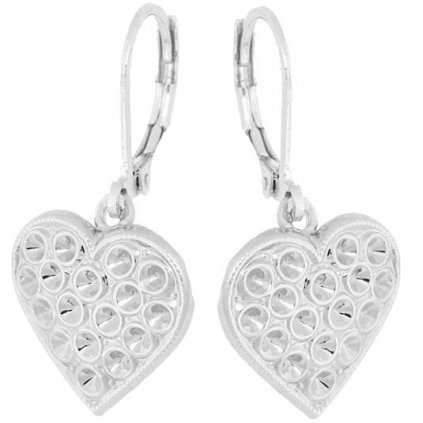 Náušnice SRDCE 15mm Chaton pp11 ródium