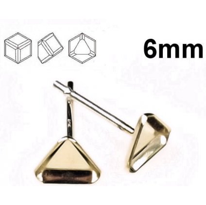 Náušnice trn Šikmá kocka 6mm Ag925 zlaté pokovovanie 24kt