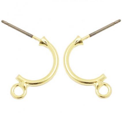 Náušnice tŕň polkruh s očkom 15mm gold plating 24kt