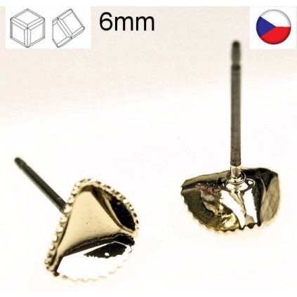 Náušnicové tŕň nasmerovanej Cube 6mm gold plating 24kt