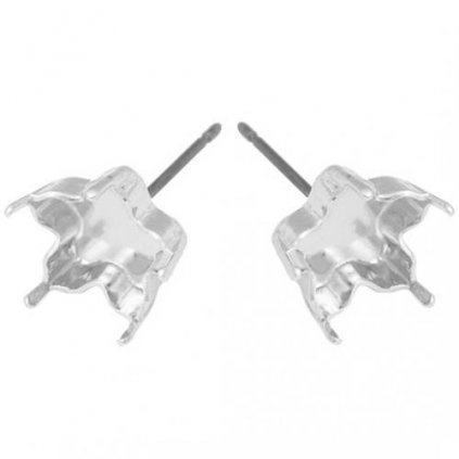 Náušnicový trn Flower 10mm krapny rhodium