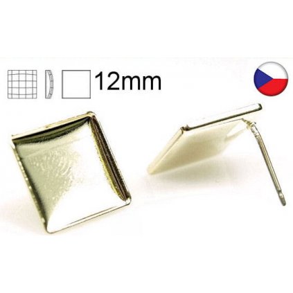 Náušnicové tŕň koso Chessboard 12mm gold plating 24kt