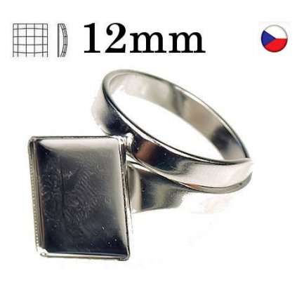 Prsten kapka Šachovnica 12 mm ródium