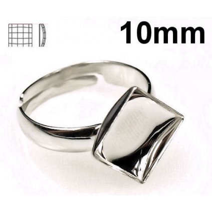 Prsten koso Šachovnica 10mm Ag925 / 1000 + rhodium