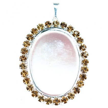 Prívesok Ovál Strass kamene 30 / 22mm Smoked Topaz