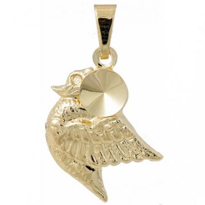 Prívesok šlupna LABUŤ Rivoli 6mm gold plating 24kt