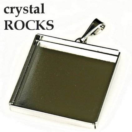 Prívesok crystalROCKS štvorec 20mm ródium