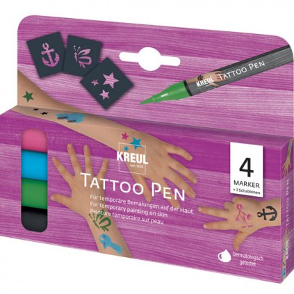 Sada tetovacie fix KREUL Tattoo Pen 4ks kotva, hviezda, motýl'