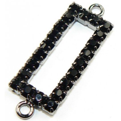 Štrasový obdĺžnik s očkami čierna