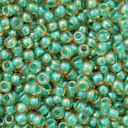 TOHO Round 11/0 Rainbow Lt Jonquil/Mint Lined