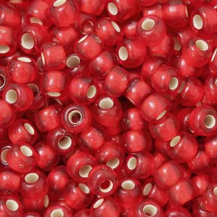 TOHO Round 8/0 Silver/Frosted Siam Ruby Lined