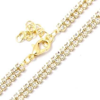 Náramok STRASS DUO 4mm crystal/gold plating 24kt