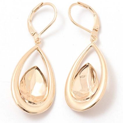 Náušnice Kvapka pear 14mm rose gold