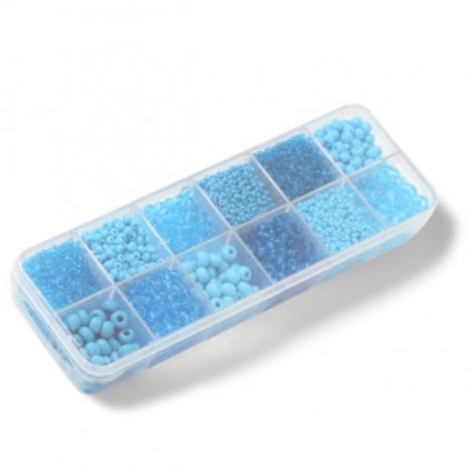 Preciosa® Rokajl farbený mix box modrá (12x 15g)