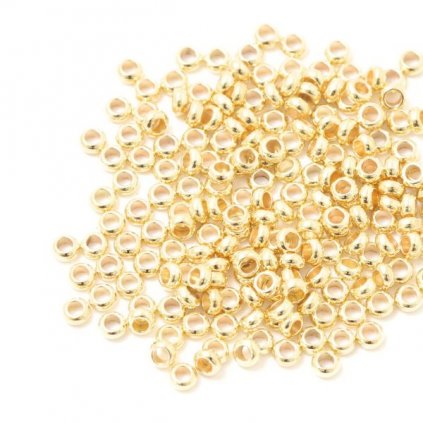 Zamačkavací rokajl 2mm chirurgická oceľ gold plating 24kt (20ks)