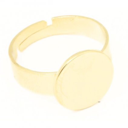 Prsteň s plôškou 12mm chirurgická oceľ gold plating 24kt