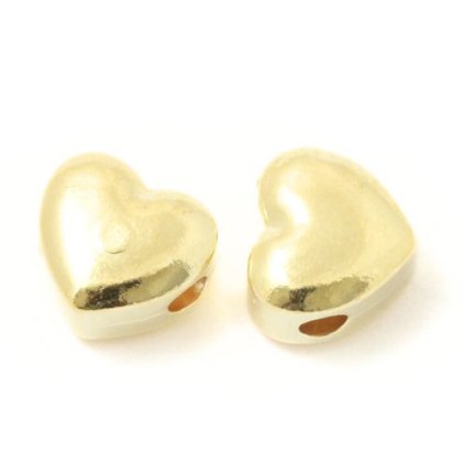 Korálik kovový srdce 6mm chirurgická oceľ gold plating 24kt
