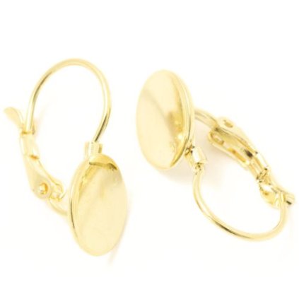 Náušnice plôška 10mm chirurgická oceľ gold plating 24kt