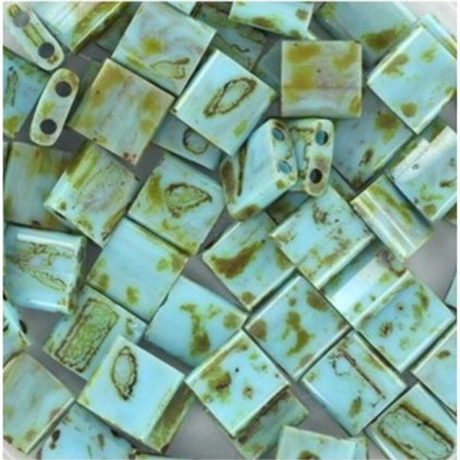 Miyuki Tila 5/5mm opaque picasso turquoise blue  (TL-4514)
