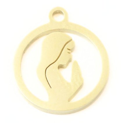 Prívesok panna Maria 12mm chirurgická oceľ gold plating 24kt