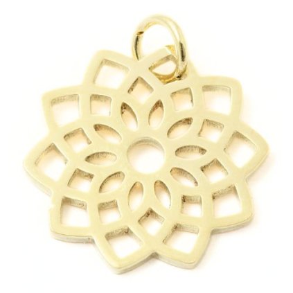 Prívesok kvet života 16mm chirurgická oceľ gold plating 24kt