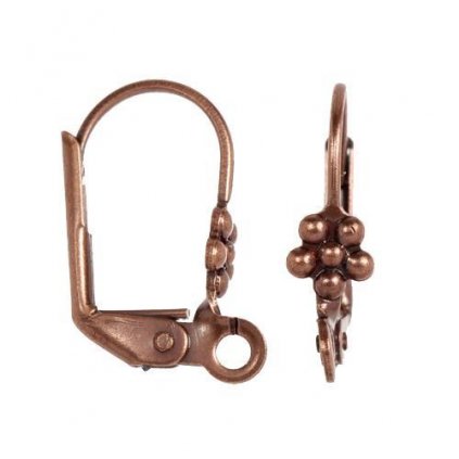 Háčik zatvárací s kytičkou stará meď