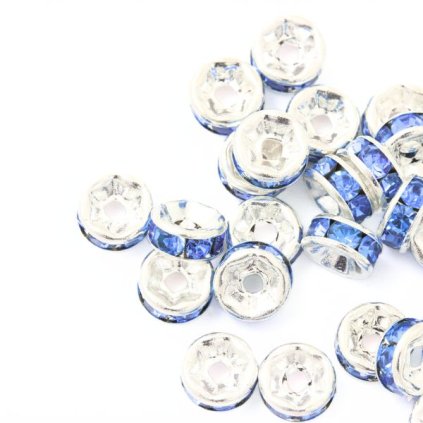 Šatónová rondelka 6/3mm striebro / sapphire