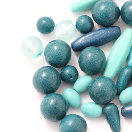 Stláčané korálky mix tyrkysová 50g