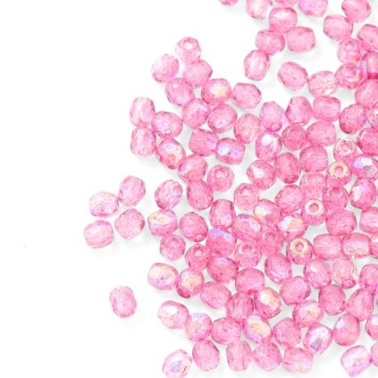 Korálky brúsené 3mm fuchsia AB 85501/28701 (50ks)