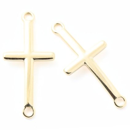 Medzidiel krížik 30/14mm chirurgická oceľ gold plating 24kt