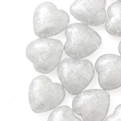 Korálek mačkaný srdíčko 16/15mm práskané stříbrná 34301 (1ks)