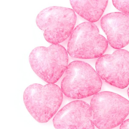 Korálek krčený srdiečko 16/15mm práskané fuchsia (1ks)