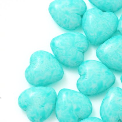 Korálek krčený srdiečko 16/15mm mramor tyrkysová 34309 (1ks)