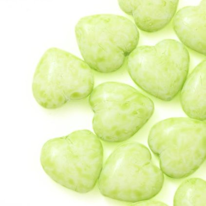 Korálek krčený srdiečko 16/15mm mramor zelená 34310 (1ks)