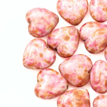 Korálok krčený srdiečko 16/15mm fuchsia (1ks)