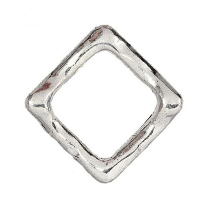 Korálik kovový rám kosoštvorec 12mm staré striebro