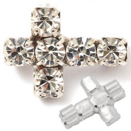 Korálik krížik 10 / 7mm 'horizontal' crystal / ródium