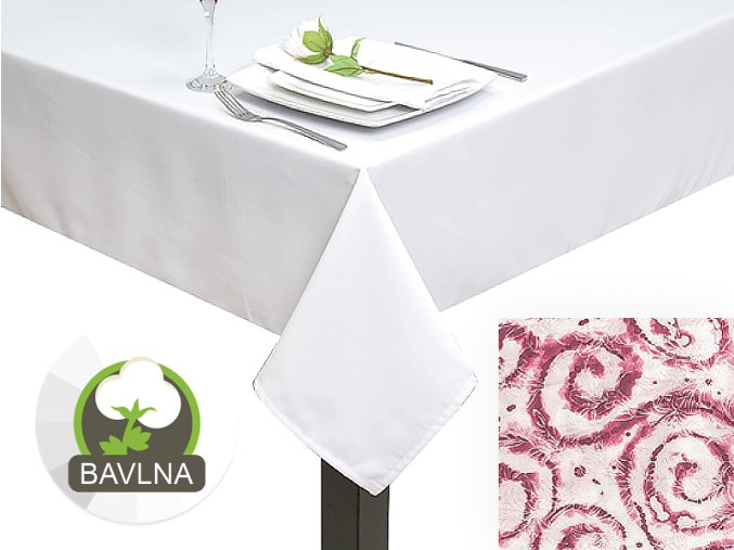 stolovy obrus bavlna ruzomberok ruza slovenske textil spiral bordo