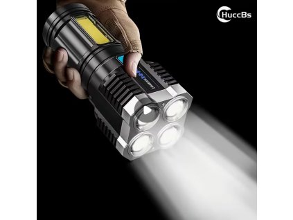Dobíjecí USB svítilna, se 4 LED diodami a COB bočním světlem