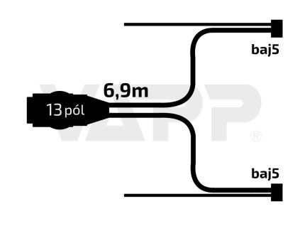 kabelaz 6 9 m 13 pol zastrcka s prednimi vyvody qs150 baj5 jokon