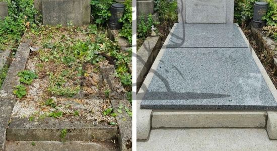 Přebroušení a oprava hrobu z umělého kamene