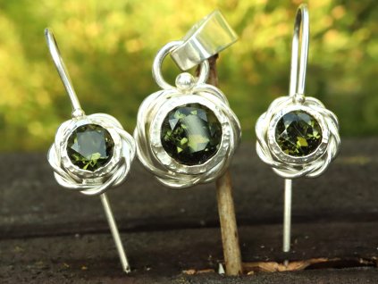 sada vltavinovych sperku privesek nausnice drahokam zeleny set dárková sestava 1