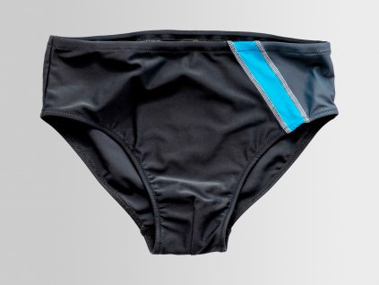 Pánské slipové plavky s vysokým bokem černé s proužkem