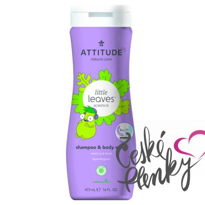 Dětské tělové mýdlo a šampon (2 v 1) ATTITUDE Little leaves s vůní vanilky a hrušky 473 ml