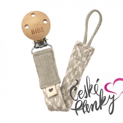 BIBS Paci Braid klip na dudlík - Sand / Ivory