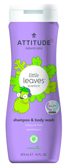 Levně Dětské tělové mýdlo a šampon (2 v 1) ATTITUDE Little leaves s vůní vanilky a hrušky 473 ml